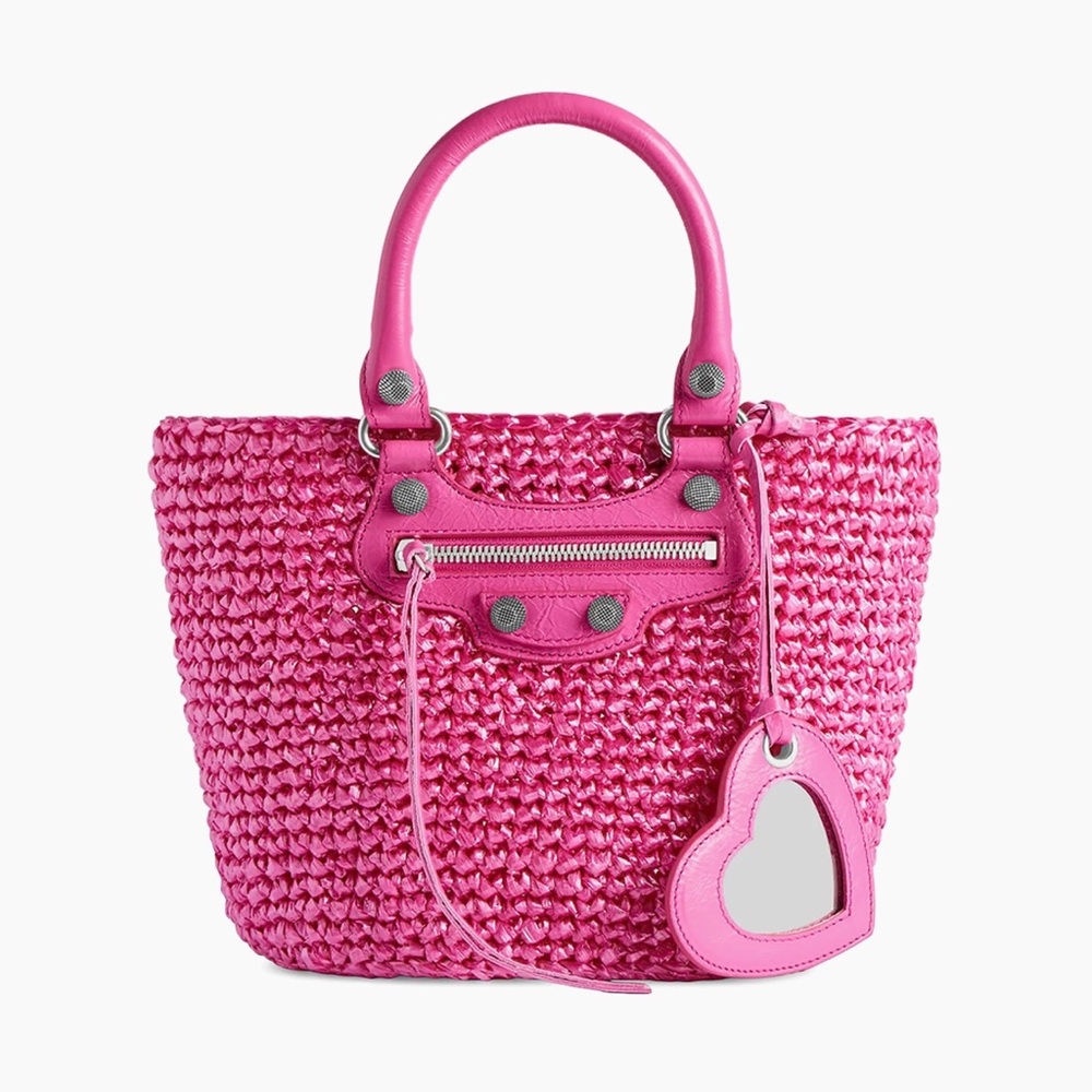 Balenciaga Pink Tote Bag with Woven Design